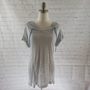 Cato Hoodie Short Sleeve Droop Back Top Grey, sz S